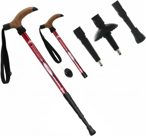 Miniatura 9 de Bastón de trekking de aleación de aluminio con bloqueo rápido antichoque, muleta de caña ajustable para montañas, trekking y senderismo, ultraligero