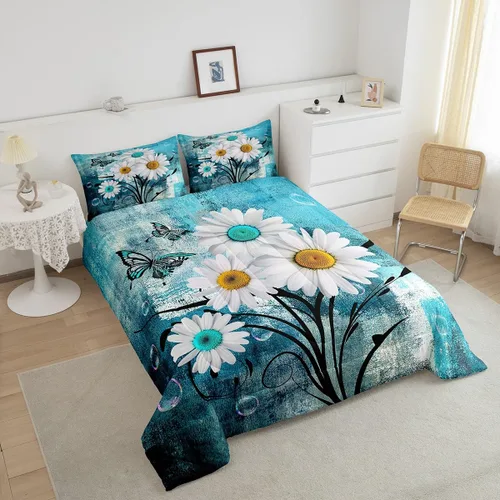 Miniatura 3 de Erosebridal Juego de ropa de cama turquesa tamaño individual para niños y niños, color verde azulado y gris degradado para niñas y adultos, relleno