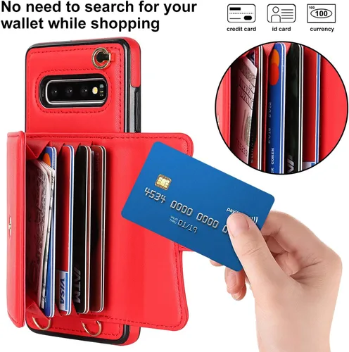 Miniatura 3 de Asuwish Funda de teléfono para Samsung Galaxy S10 Plus con bloqueo RFID, tarjetero y correa cruzada de muñeca, correa cruzada de cuero, accesorios