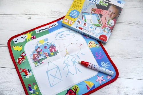 Miniatura 2 de Eberhard Faber 524130 - Aqua Fun - Alfombrilla para jugar con agua, aprox. 12.6 x 12.6 in con 2 motivos para colorear y pintar superficie libre