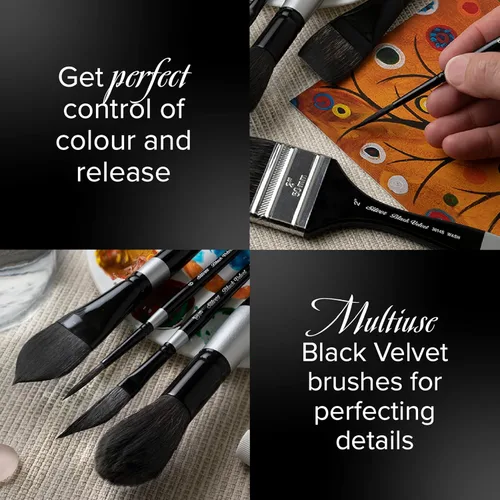 Miniatura 4 de Silver Brush Limited WC-3000S - Juego de acuarela Master de terciopelo negro, juego de 3 pinceles, forro de escritura tamaño 1, tamaño de lavado