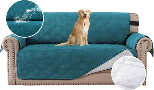 Miniatura 15 de H.VERSAILTEX Funda de sofá 100% impermeable, lavable, antideslizante, para 3 cojines, protector de muebles para mascotas, fundas de sofá