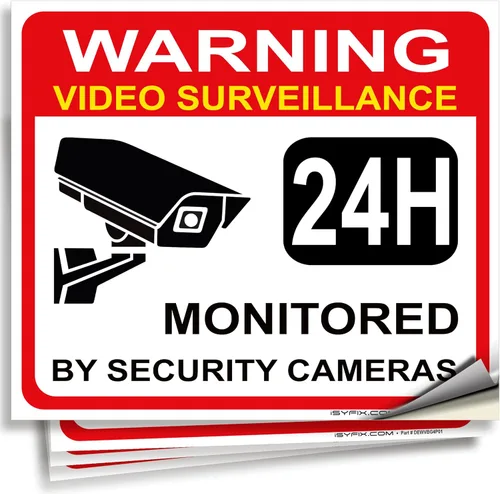 Miniatura 11 de iSYFIX Señal de advertencia de videovigilancia – 1 paquete de 1 paquete reflectante plateado de 7 x 6 pulgadas – 100% libre de óxido de aluminio