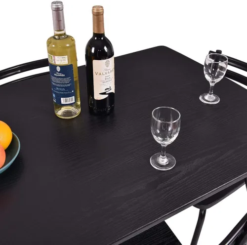 Miniatura 8 de Casart Juego de mesa y sillas de comedor rectangulares de 5 piezas, marco de acero negro con parte superior de MDF, 42 x 27.5 x 30.5 pulgadas, 4
