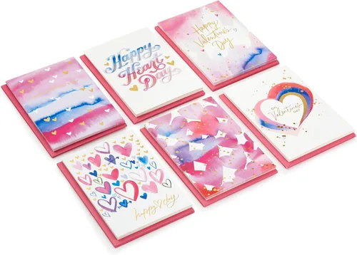 Miniatura 3 de Hallmark Surtido de tarjetas del día de San Valentín, lámina dorada y acuarela (36 tarjetas y sobres)