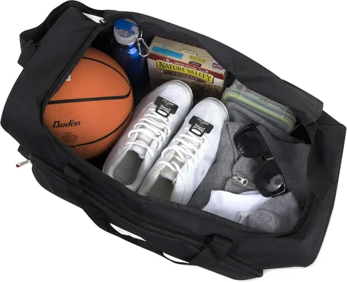 Miniatura 2 de Bolsas de lona ligeras para hombres y mujeres para viajes, el gimnasio y como bolsa de equipo deportivo organizador, Negro 2