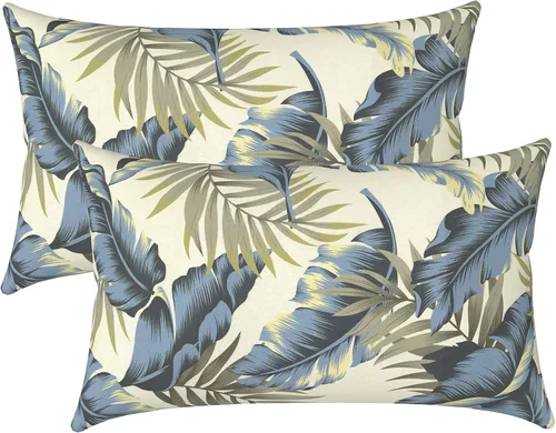 Miniatura 92 de LVTXIII Juego de 2 almohadas lumbares para patio, 12 x 20 pulgadas, resistentes a la decoloración, para exteriores con interiores, cojines lumbares