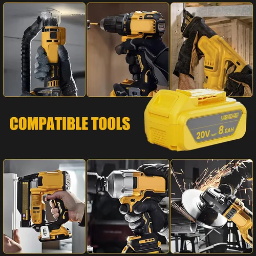 Miniatura 6 de POWTREE Paquete de 4 baterías de litio de 8.0 mAh DCB200 de repuesto para Dewalt de 20 V compatibles con DCB206 DCB201 DCB207 serie DCD/DCF/DCG/DCS