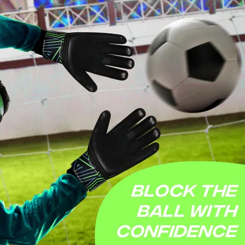 Miniatura 6 de BEAST RAGE Guantes de portero juvenil para niños, niños, niñas, guantes de portero de fútbol antideslizantes palma de látex de 4MM, agarre extra