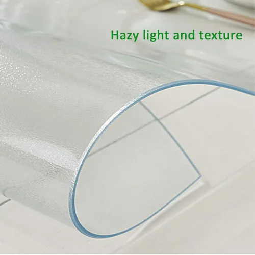 Miniatura 2 de Protector de mantel mate transparente en ángulo recto, 0.079 in biselado de PVC suave de vidrio resistente al agua y al aceite, para vidrio, mármol