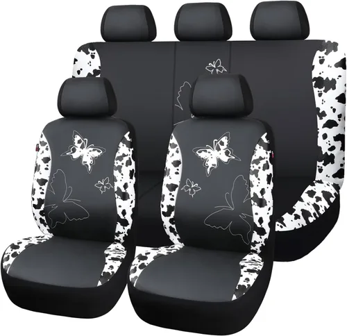 Miniatura 10 de Flying Banner - Juego completo de fundas para asiento de automóvil Butterfly, estilo universal de moda para mujer, para banco trasero (divisible)