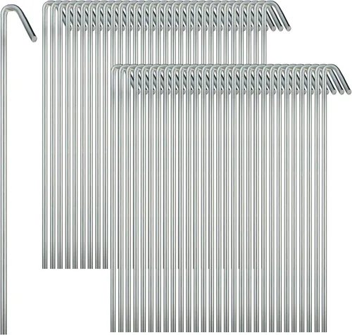 RamPro estacas resistentes para tienda de campaña, ganchos para jardín, galvanizados de acero resistente al óxido (9 pulgadas), Plateado