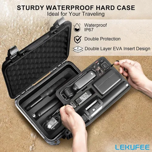 Miniatura 6 de Lekufee Funda Rígida Resistente al Agua para DJI Osmo Pocket 3, Mic 3/2/Mini, Combo de Creador, Combo de Expansión de Potencia, Cámara de Vlogging
