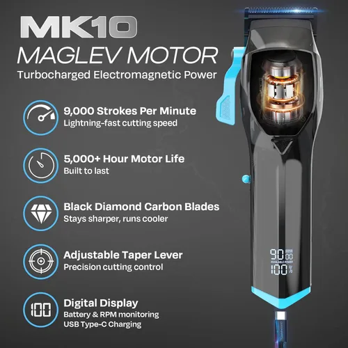 Miniatura 2 de HUMMINGBIRD Pro Series - Juego de cortapelos y recortadora de cabello, motor sin escobillas de 9,000 RPM, cuchilla DLC, recortadora de hoja en T sin