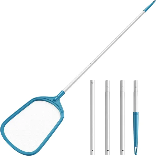 Miniatura 9 de Red profesional de desnatador de piscina de 57 pulgadas con 4 postes de aluminio, malla fina para eliminación rápida de desechos, redes de piscina