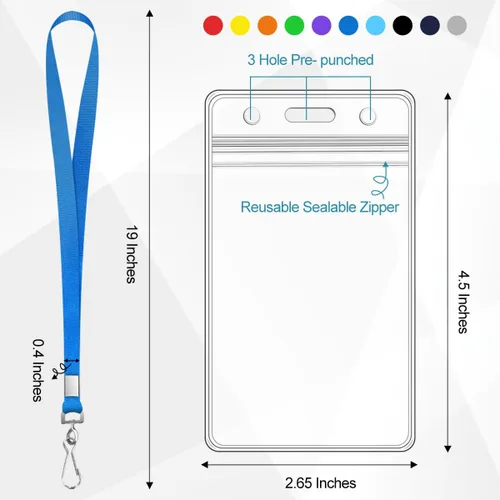 Paquete de 20 cordones de crucero con soporte impermeable para tarjetas de identificación, varios colores duraderos (10 colores) para tarjetas de