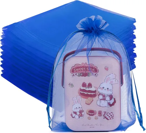 Miniatura 44 de Crweety 50 Piezas Bolsas de Organza Doradas de 3 x 4 Pulgadas, Pequeñas Bolsas de Regalo de Malla con Cordón para Favores de Boda, Despedida