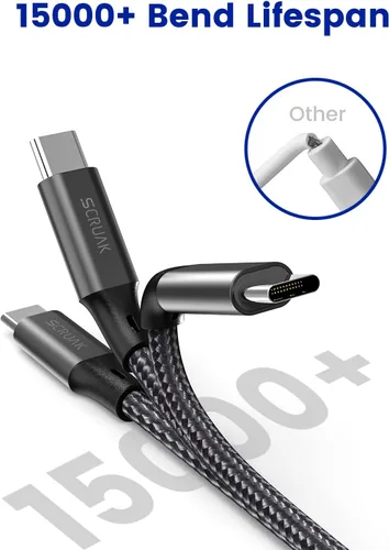 Miniatura 5 de SCRUAK Cable de carga extra largo para iPhone de 16 pies, 16 pies USB C a Lightning cable de carga rápida de nailon trenzado para iPhone 13/13