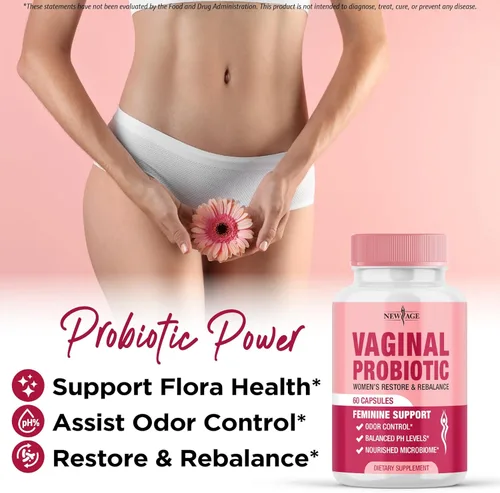 Miniatura 5 de NEW AGE Probióticos vaginales para mujeres con prebióticos, extracto de arándano y una mezcla de probióticos Lactobacillus, apoya el equilibrio