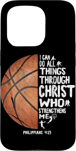Miniatura 14 de Funda de baloncesto para iPhone 17 con texto en inglés "I can do All Things Through Christ Philippians