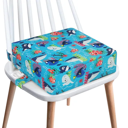 Asiento elevador para niños pequeños para mesa de comedor, correas dobles más seguras lavables de 4 pulgadas, base antideslizante, asiento elevador
