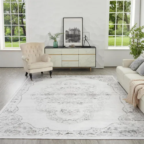 Miniatura 36 de Syalife 6x9 Alfombra Lavable para Área, Ultra Suave Antideslizante, Pila Baja, Alfombra Vintage Resistente a Manchas para Sala de Estar, Alfombra