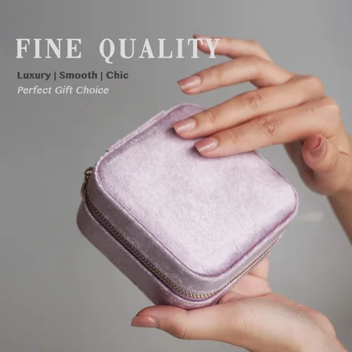 Miniatura 3 de Joyero de viaje de terciopelo, mini organizador de viaje portátil, pequeñas cajas de joyería para mujeres, regalos de dama de honor y artículos