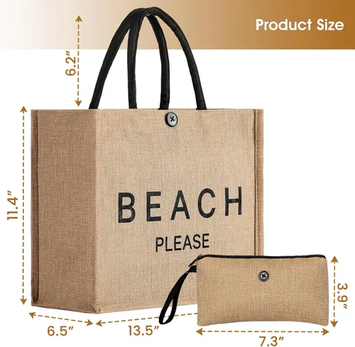 Miniatura 3 de Bolsa de playa grande para mujer, bolsa de playa tejida de paja impermeable, tejido de natación, gimnasio, compras, bolsa de viaje con botón