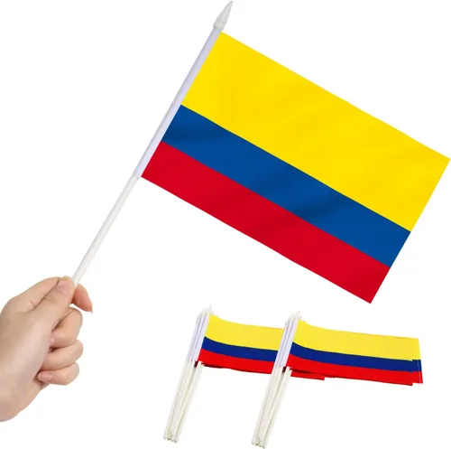 Miniatura 8 de Anley Mini bandera de El Salvador, paquete de 12 unidades, banderas salvadoreñas pequeñas en miniatura de mano en barra, resistentes a