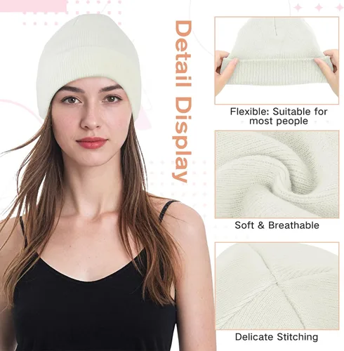 Miniatura 31 de American Trends Gorro para hombre y mujer, gorro de punto suave y lindo con diseño de calavera