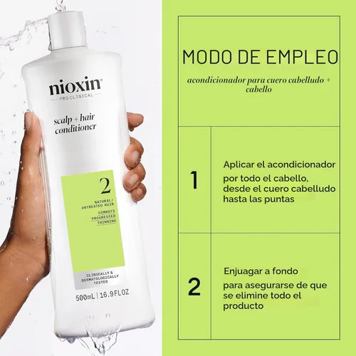 Miniatura 6 de Nioxin System 2 - Acondicionador de cuero cabelludo + engrosamiento del cabello para cabello natural con adelgazamiento progresado Aumenta
