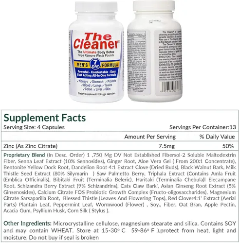 Miniatura 8 de Century Systems The Cleaner Detox, potente fórmula de limpieza interna completa de 7 días para hombres, apoya la salud digestiva, 52 cápsulas