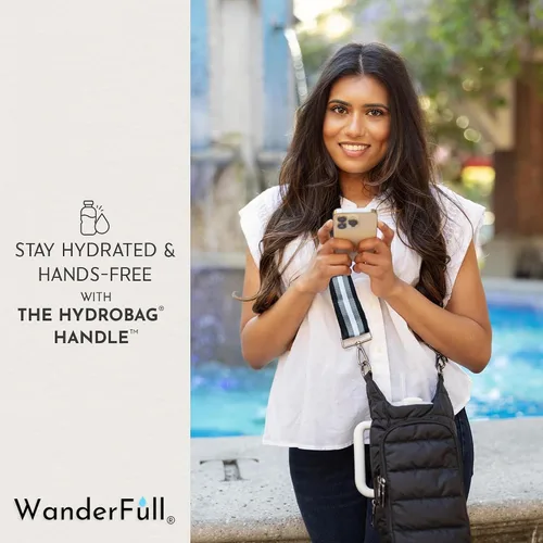 Miniatura 2 de WanderFull® Ranura con cremallera original HydroBag® HANDLE™ para mango, soporte para botella de agua cruzado manos libres y accesorios para vasos