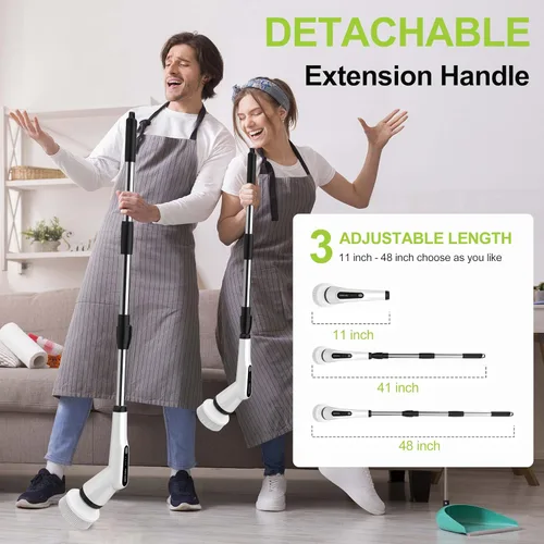 Miniatura 2 de Cepillo Fregador Eléctrico, Cepillo Fregador Eléctrico IPX7 para Ducha, Cepillo de Limpieza Eléctrico Fregador con 7 Cabezales de Cepillo