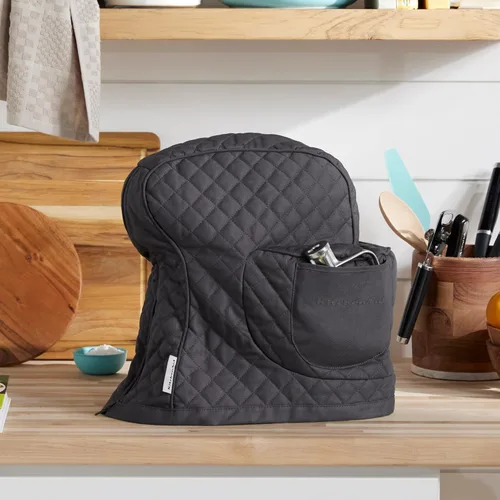 Miniatura 2 de KITCHENAID Funda ajustable para batidora de pie inclinable con bolsillo de almacenamiento, acolchada 100% algodón, 14.4 x 18 x 10 pulgadas, gris