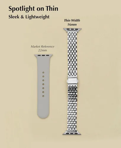 Miniatura 6 de Correa delgada y femenina para Apple Watch 11 10 Se 9 8 7 6 5 4 3, Correa metálica elegante para mujeres para Apple Watch 42mm 41mm 40mm 44mm 45mm