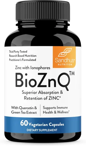 Sandhu's Suplemento de zinc con ionóforos | Quercetina y extracto de té verde para una absorción superior y alta potencia | Cápsulas vegetarianas de