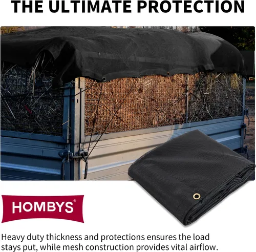 Miniatura 2 de HOMBYS Lona de malla negra de 7x14 pies para camión volquete/remolque con ojales, lona de malla resistente, lona de sombra con abertura para cubrir