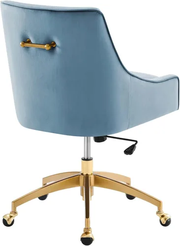 Miniatura 5 de Modway Discern Performance - Silla de oficina giratoria de terciopelo en color azul claro