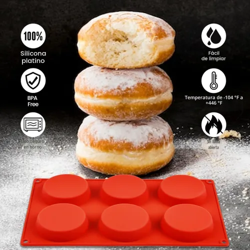 Miniatura 3 de CAKETIME Molde para Cupcake Superior, Moldes de Silicona para Huevos para Sándwiches de Desayuno Moldes de Silicona Redondos de 3 Pulgadas para Rojo
