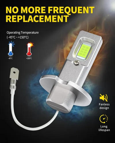 Miniatura 4 de H3 Bombillas LED antiniebla azul hielo, tamaño mini 1:1, Plug n Play, chips CSP 300% más brillantes con bombilla LED H3ll para lámpara antiniebla