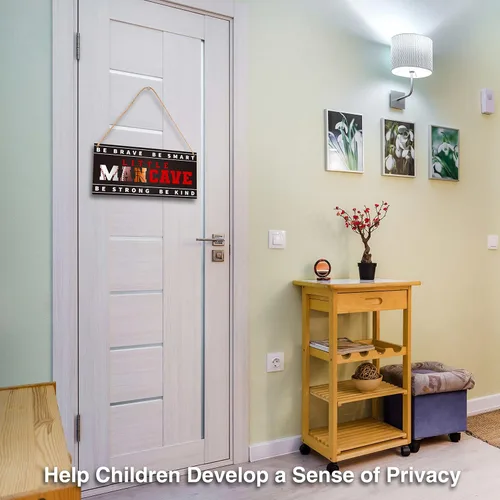 Miniatura 5 de Letrero de madera para colgar en la puerta de Little Man Cave, All-Star Sports - Decoración para colgar en la puerta, decoración para niños