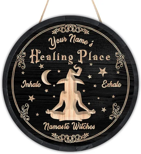 Miniatura 14 de Artsy Woodsy Placa de pared de madera personalizada para estudio de yoga, Zen Den, sala de meditación, espacio de atención plena, letrero Namaste, 01