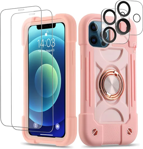 Miniatura 83 de Funda para iPhone 11 de 6.1 pulgadas con soporte de anillo, con 2 protectores de pantalla de vidrio, resistente a los golpes, resistente a