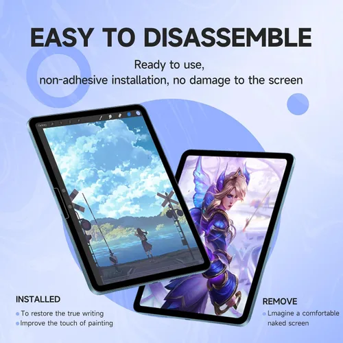 Miniatura 4 de Protector de pantalla de papel, 11 pulgadas, protector de pantalla magnético mate para iPad Air6/7 2024/2025, antirreflejo, desmontable
