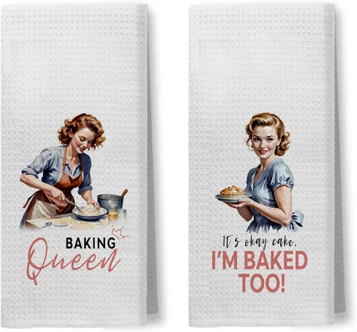 Miniatura 23 de Toallas de Cocina Divertidas "I'm Fine", Toallas Decorativas de Cocina y Té Estilo Ama de Casa Retro de los 50s, Toallas de Mano de Humor Sarcástico