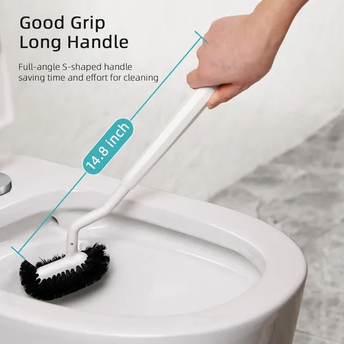 Miniatura 5 de HAMITOR Juego de Portaescobillas para Inodoro: Cepillo Limpiador de Inodoro de Limpieza Profunda para Baño Debajo del Borde con Cerdas Curvadas