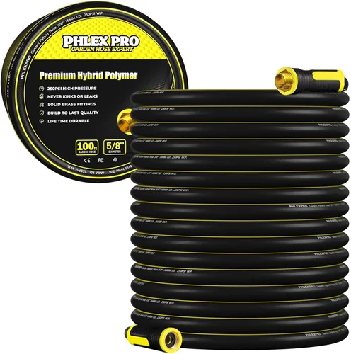 Miniatura 9 de Manguera de jardín de 3 pies - PHLEX PRO Manguera de agua resistente premium de 5/8' de goma de 3 capas, manguera de agua híbrida flexible e