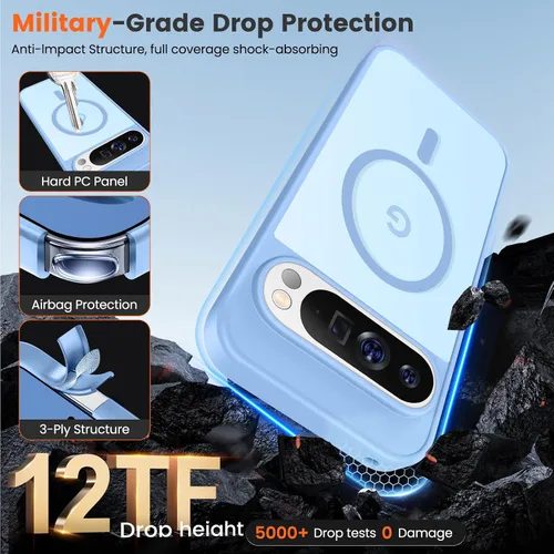 Miniatura 4 de Funda para teléfono Google Pixel 9 Pro XL, Compatible con Magnético, Protección contra Caídas de Grado Militar Translúcida Mate Resistente a Golpes