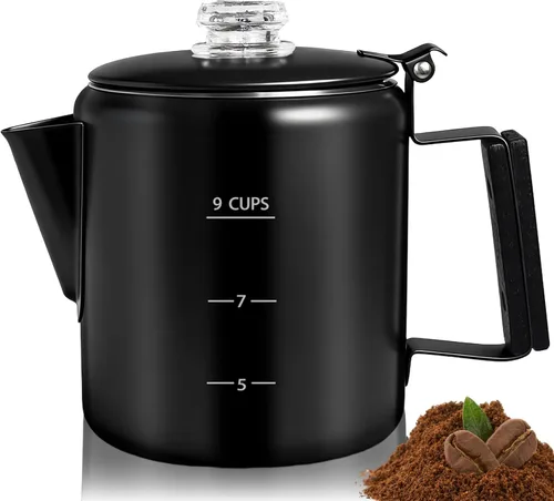 Miniatura 14 de Percolador de 6 Tazas de Acero Inoxidable 304 Cafetera Máquina de Café con Mango de Madera Sólida Perilla Transparente Estufa Greca Mocha